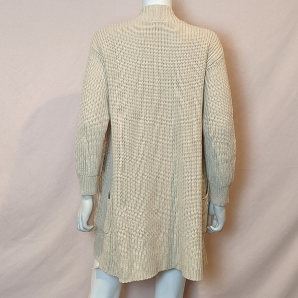Wrap London Open Front Warm Ecru Knitted Cardigan Sweater with Pockets size 4 - Picture 4 of 8